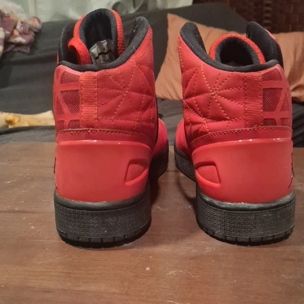 Jordan Youth Red and Black High-Top Sneakers